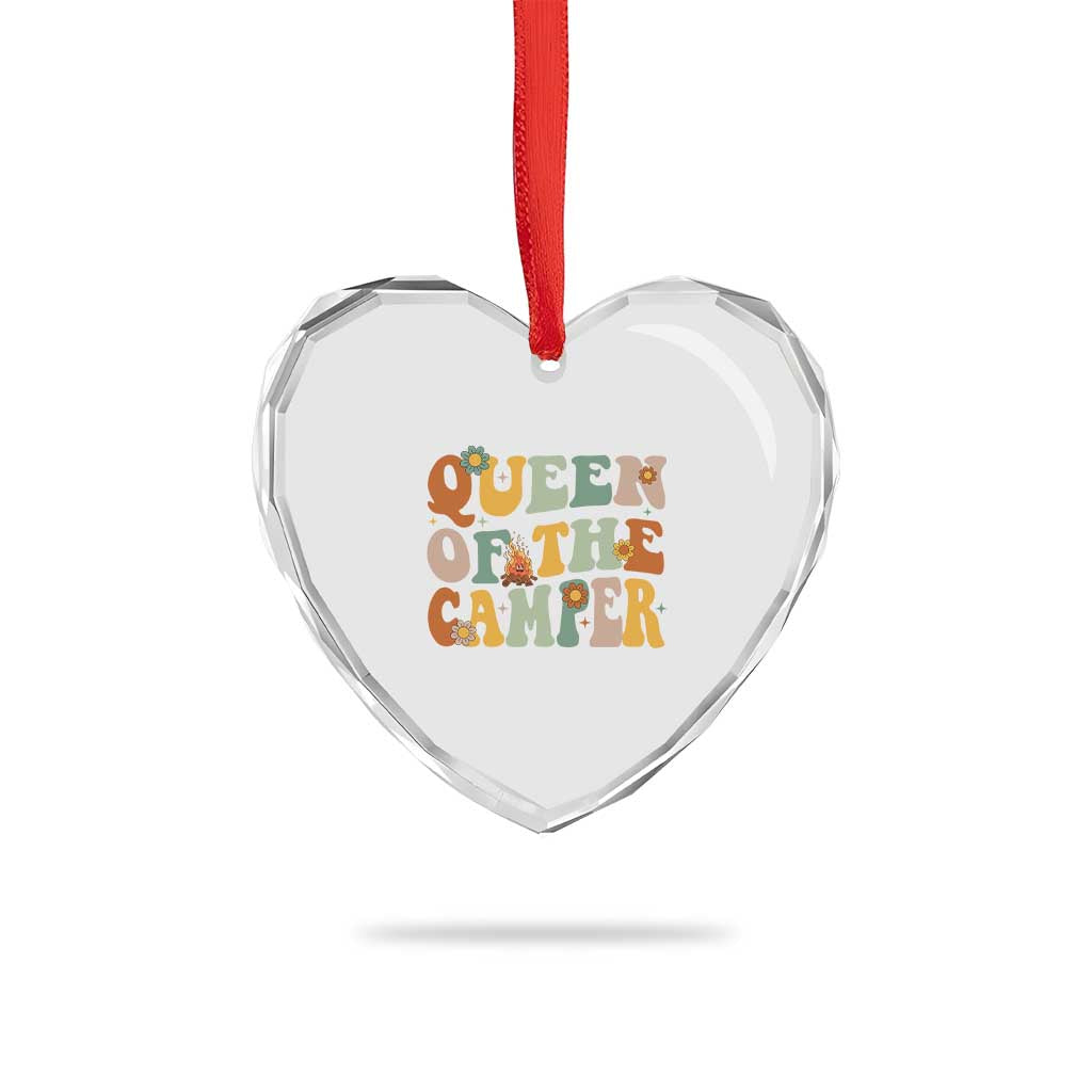 Camper Queen Heart Crystal Glass Ornament Retro Groovy Funny Women Girls RV Camping Lovers - Wonder Print Shop
