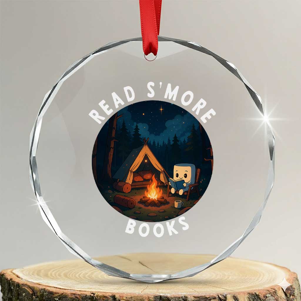 Camping Lover Crystal Glass Ornament Read Smore Books Funny Smores TS12