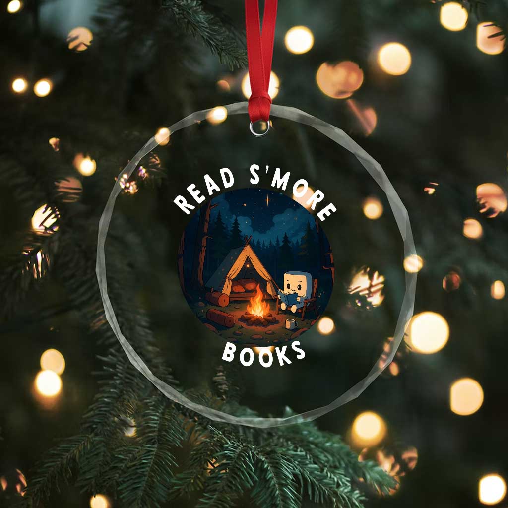 Camping Lover Crystal Glass Ornament Read Smore Books Funny Smores TS12