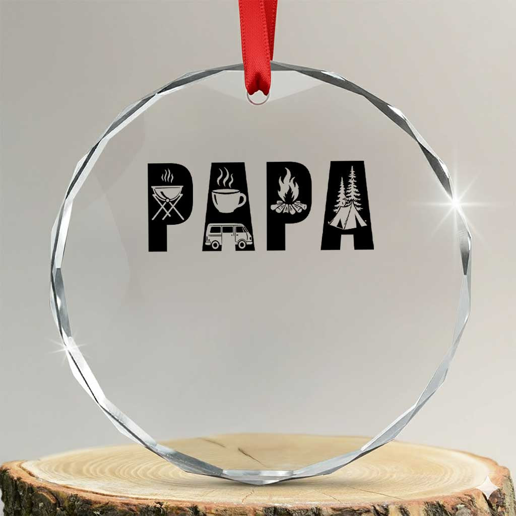 Camping Papa Crystal Glass Ornament Camper Dad Fathers Day Gift