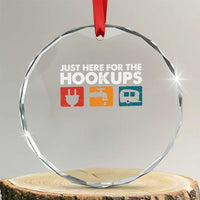 Camping RV Crystal Glass Ornament Funny Just Here for The Hookups Caravan Motorhome - Wonder Print Shop