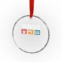 Camping RV Crystal Glass Ornament Funny Just Here for The Hookups Caravan Motorhome - Wonder Print Shop
