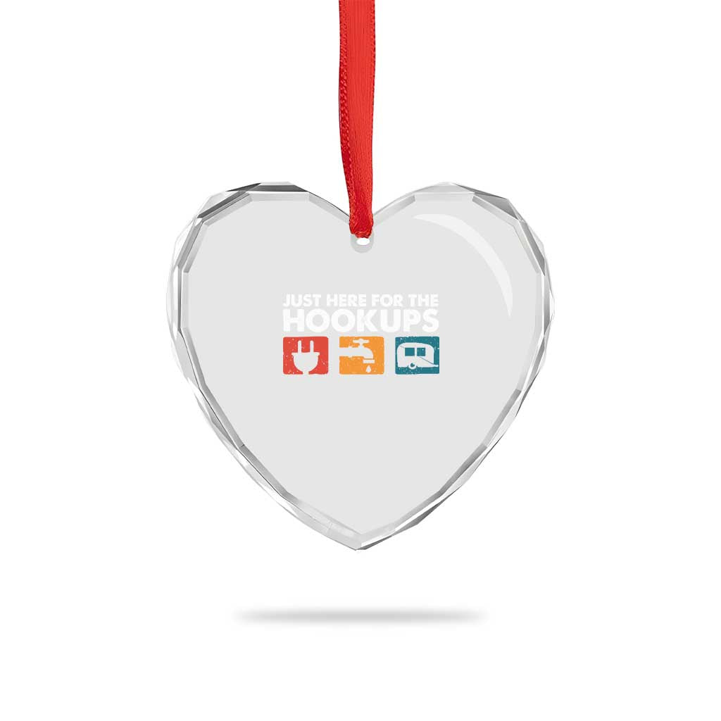 Camping RV Heart Crystal Glass Ornament Funny Just Here for The Hookups Caravan Motorhome - Wonder Print Shop