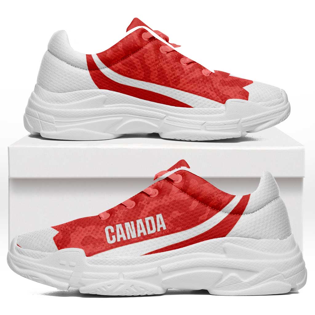 Canada 2026 Football Chunky Sneakers Maple Leaf Grunge Curve Stylized - Wonder Print Shop