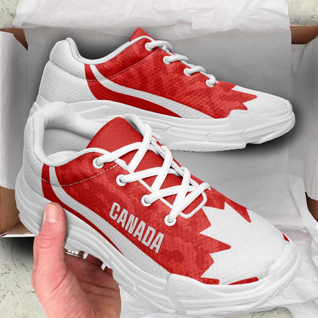 Canada 2026 Football Chunky Sneakers Maple Leaf Grunge Curve Stylized - Wonder Print Shop