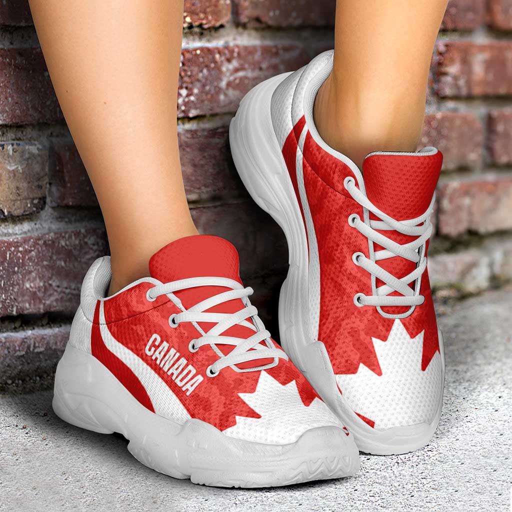 Canada 2026 Football Chunky Sneakers Maple Leaf Grunge Curve Stylized - Wonder Print Shop