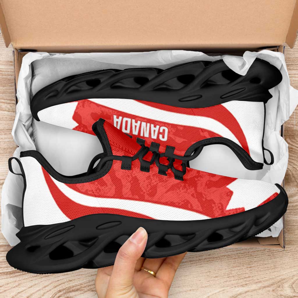 Canada 2026 Football Clunky Sneakers Maple Leaf Grunge Curve Stylized - Wonder Print Shop