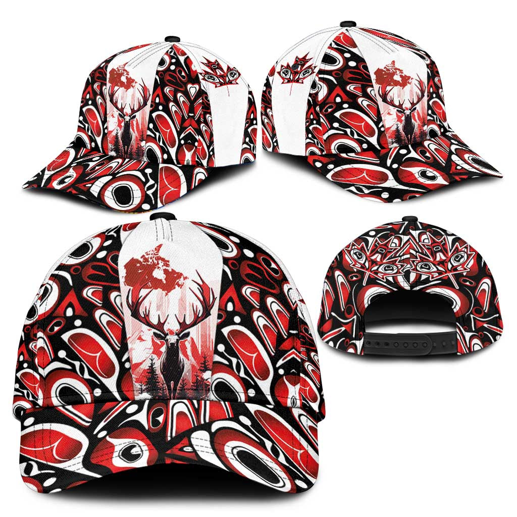 Canada Day Classic Cap Forest Moose Maple Leaves Haida Pattern LT03