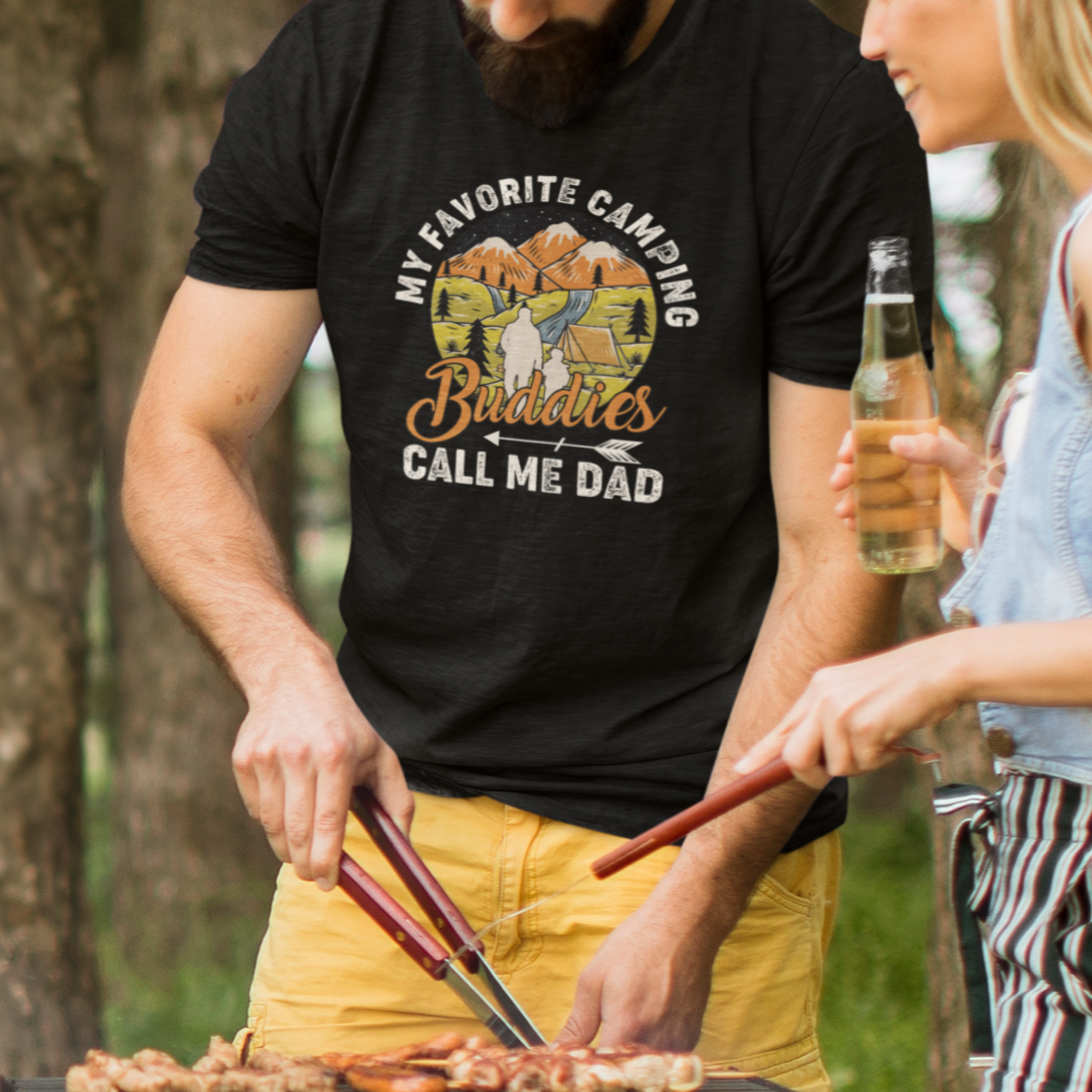 Camping Dad T Shirt My Favorite Camping Buddies Call Me Dad Vintage Fathers Day - Wonder Print Shop