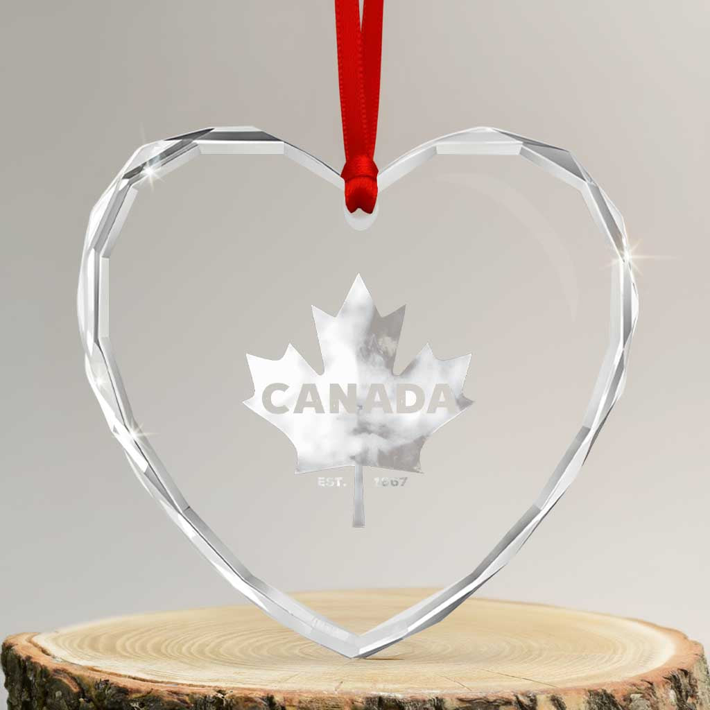Canada Flag Heart Crystal Glass Ornament Canadian Maple Leaf Vintage Retro Sport - Wonder Print Shop