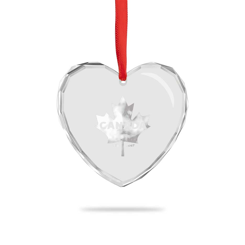 Canada Flag Heart Crystal Glass Ornament Canadian Maple Leaf Vintage Retro Sport - Wonder Print Shop