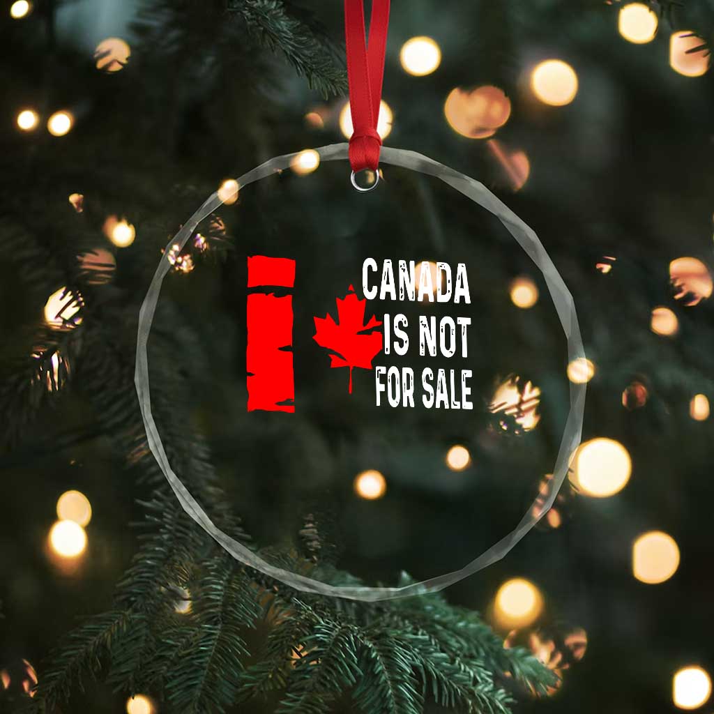 Canada Is Not For Sale Crystal Glass Ornament Maple Leaf Candadian Flag Distressed TS02