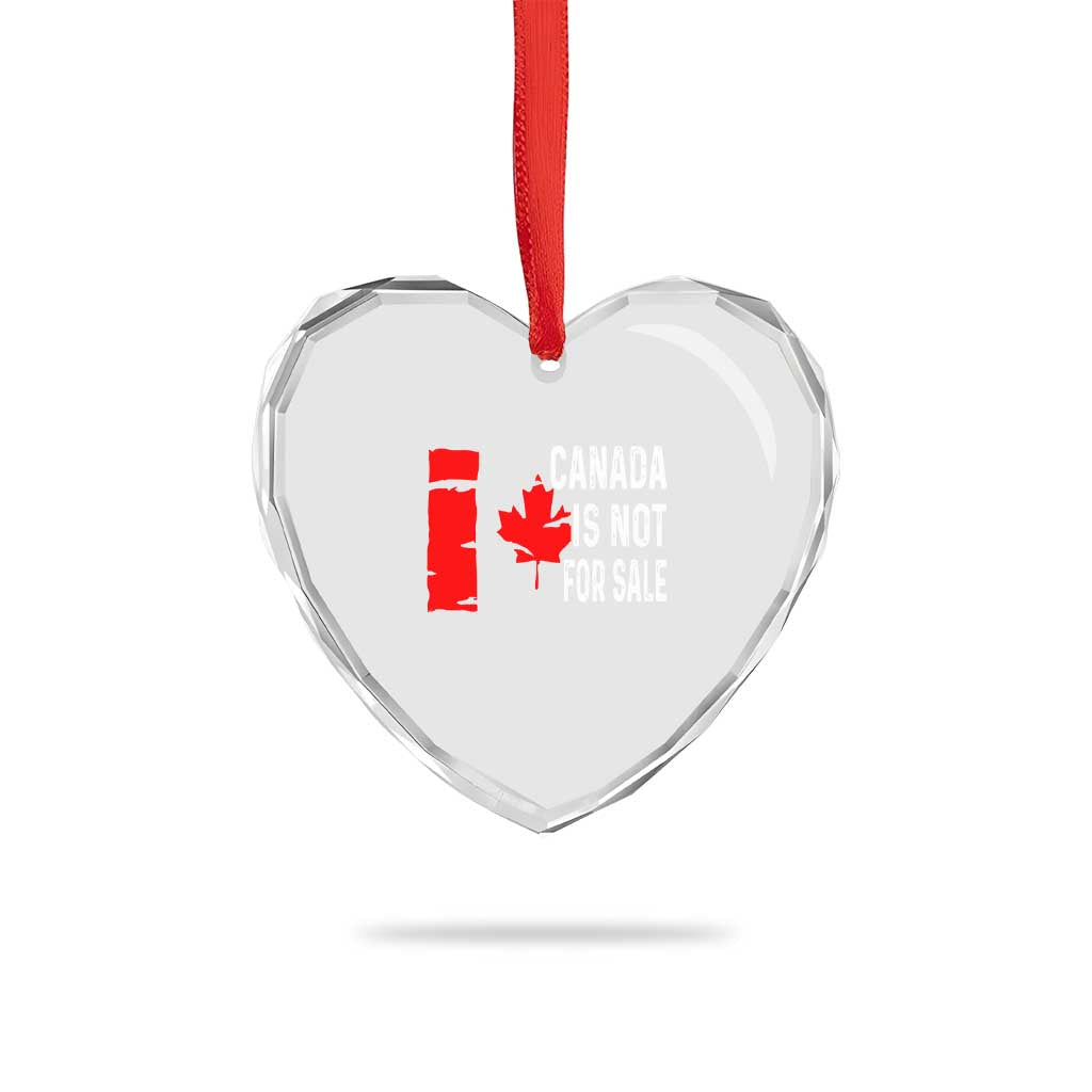 Canada Is Not For Sale Heart Crystal Glass Ornament Maple Leaf Candadian Flag Distressed - Wonder Print Shop