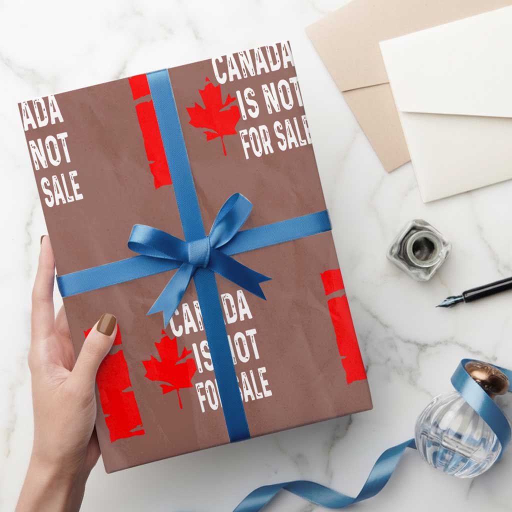 Canada Is Not For Sale Wrapping Paper Roll Maple Leaf Candadian Flag Distressed - Wonder Print Shop