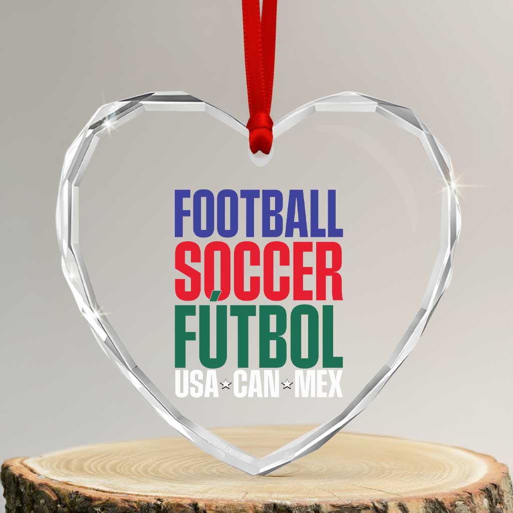 Canada Mexico USA Heart Crystal Glass Ornament Football Fan Gift