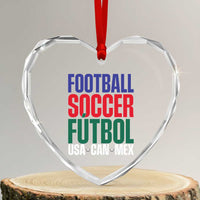 Canada Mexico USA Heart Crystal Glass Ornament Football Fan Gift