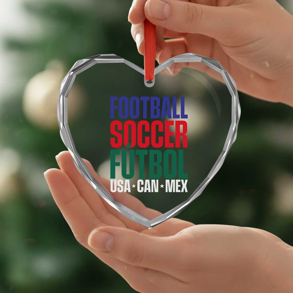 Canada Mexico USA Heart Crystal Glass Ornament Football Fan Gift