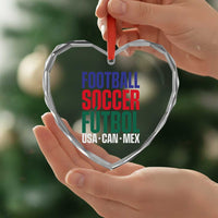 Canada Mexico USA Heart Crystal Glass Ornament Football Fan Gift
