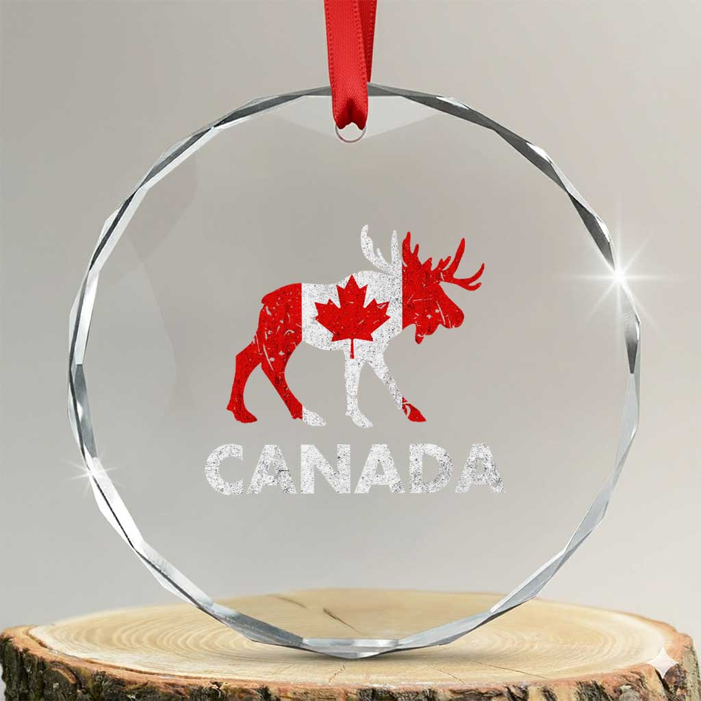 Canada Moose Maple Leaf Crystal Glass Ornament Canadian Pride