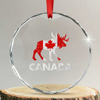 Canada Moose Maple Leaf Crystal Glass Ornament Canadian Pride
