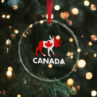 Canada Moose Maple Leaf Crystal Glass Ornament Canadian Pride