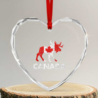 Canada Moose Maple Leaf Heart Crystal Glass Ornament Canadian Pride