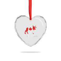 Canada Moose Maple Leaf Heart Crystal Glass Ornament Canadian Pride
