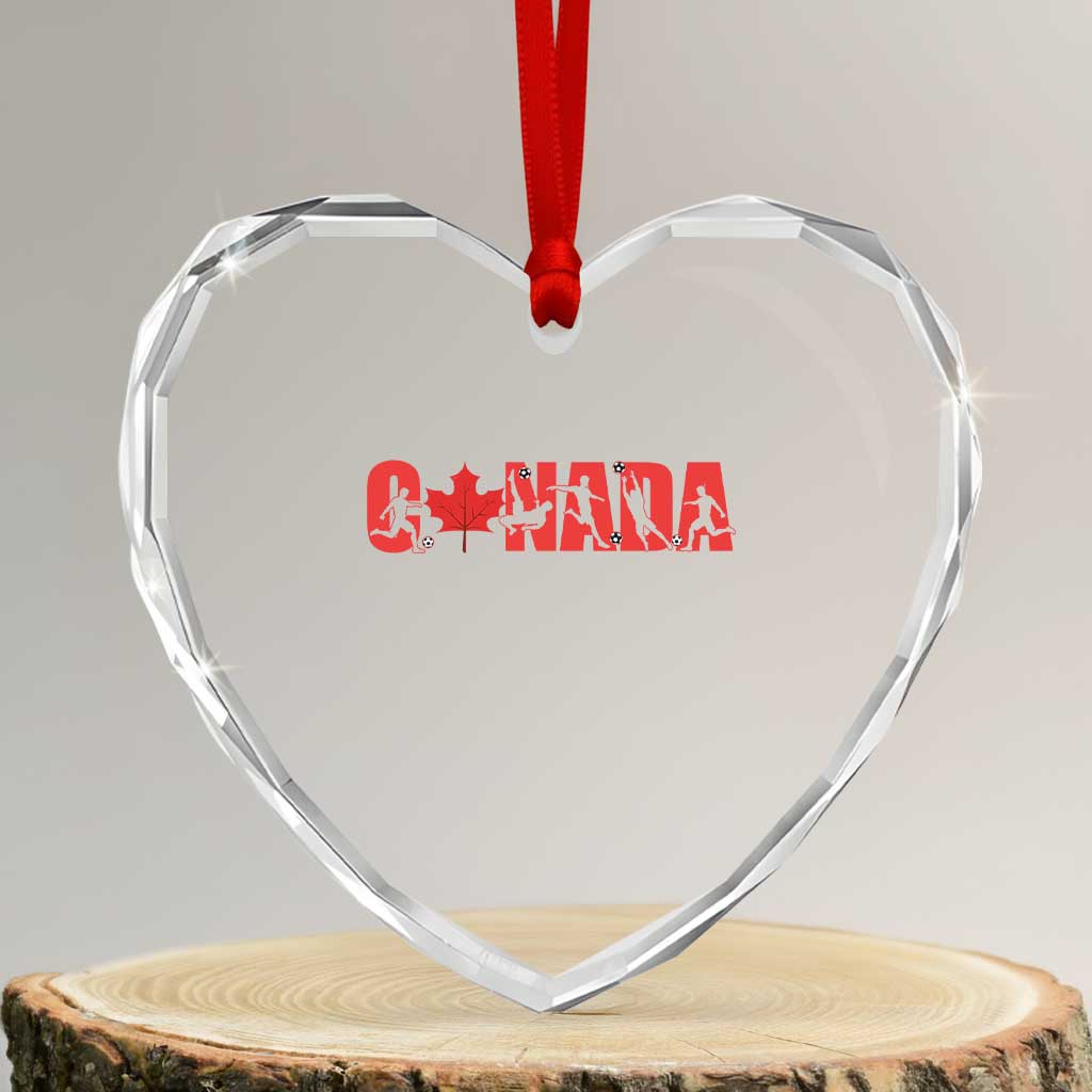 Canada National Soccer Lover Heart Crystal Glass Ornament Proud Canadian Fan Gift