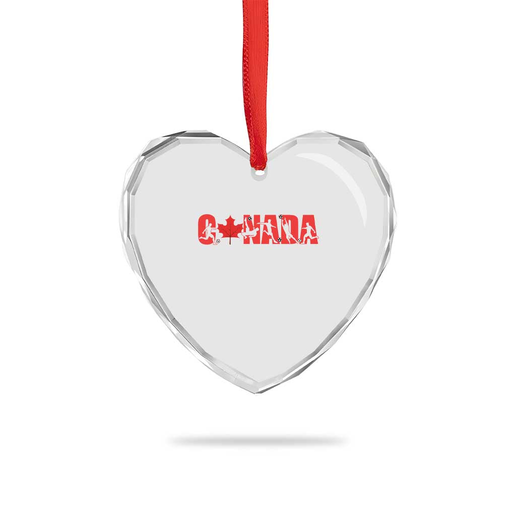 Canada National Soccer Lover Heart Crystal Glass Ornament Proud Canadian Fan Gift