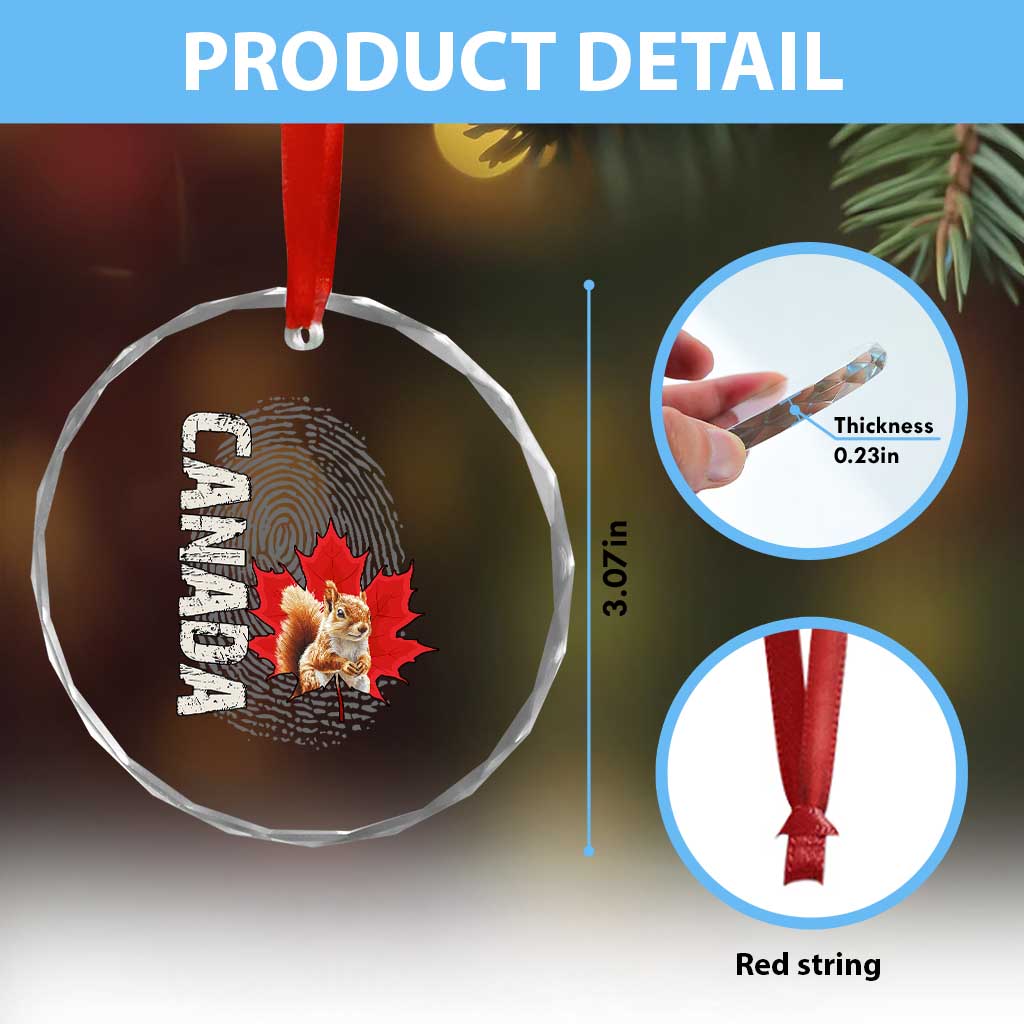 Canada Pride Crystal Glass Ornament Maple Leaf Squirrel Canadian Roots TS02