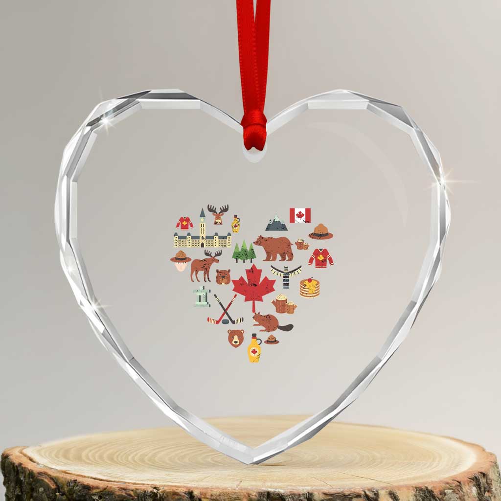 Canada Pride Heart Crystal Glass Ornament Canadian Flag Maple Leaf - Wonder Print Shop