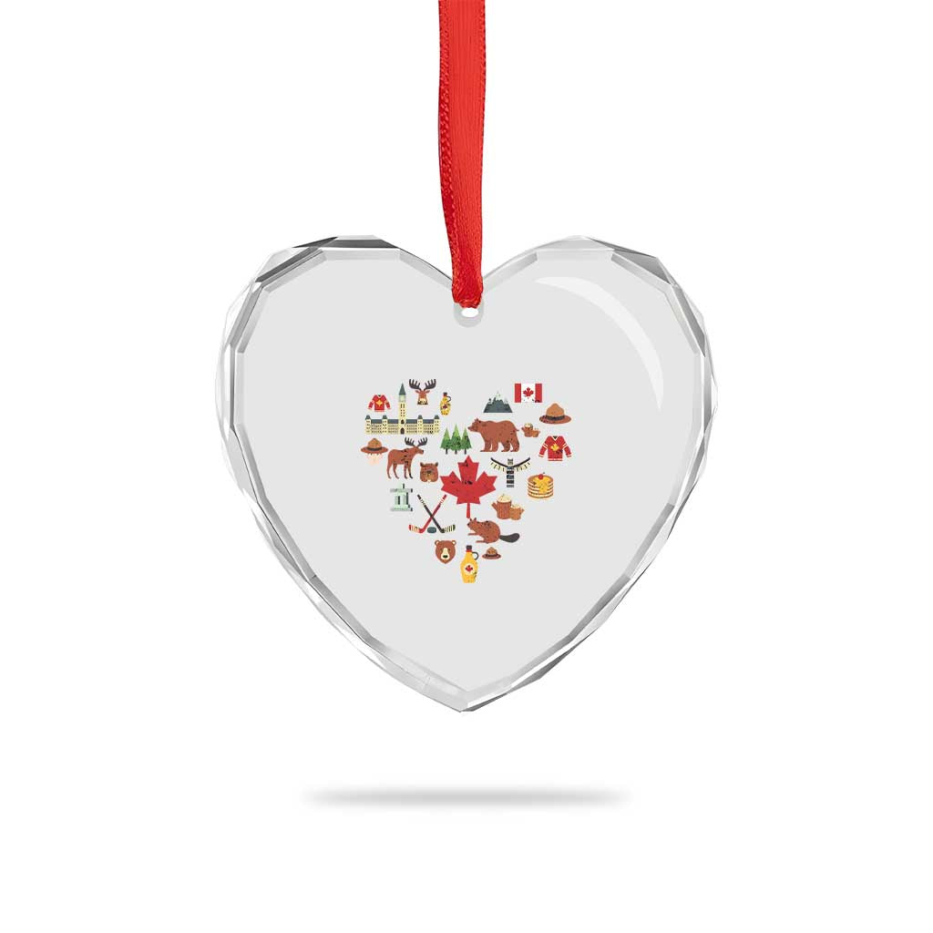 Canada Pride Heart Crystal Glass Ornament Canadian Flag Maple Leaf - Wonder Print Shop
