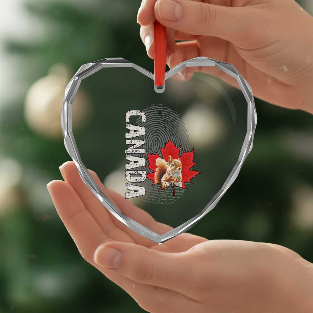 Canada Pride Heart Crystal Glass Ornament Maple Leaf Squirrel Canadian Roots - Wonder Print Shop