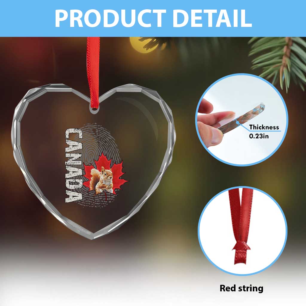 Canada Pride Heart Crystal Glass Ornament Maple Leaf Squirrel Canadian Roots - Wonder Print Shop