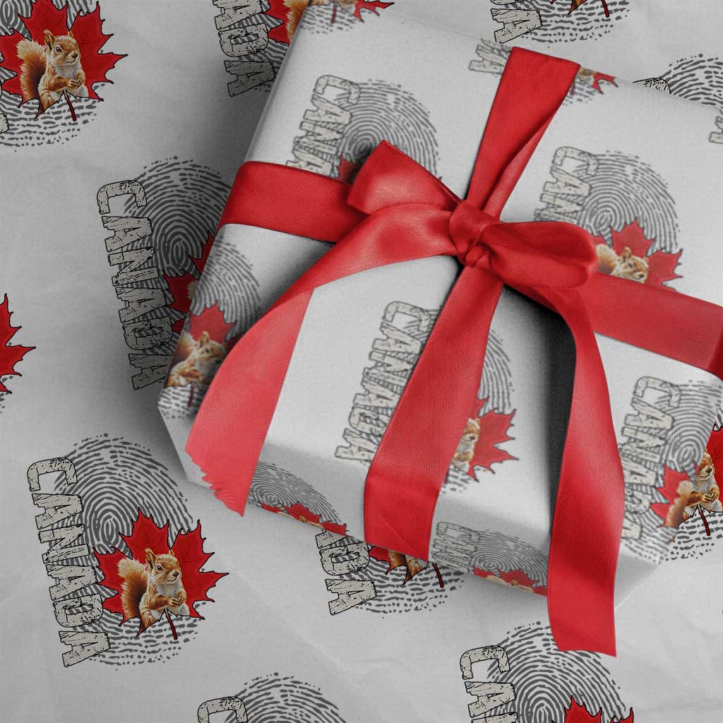 Canada Pride Wrapping Paper Roll Maple Leaf Squirrel Canadian Roots - Wonder Print Shop