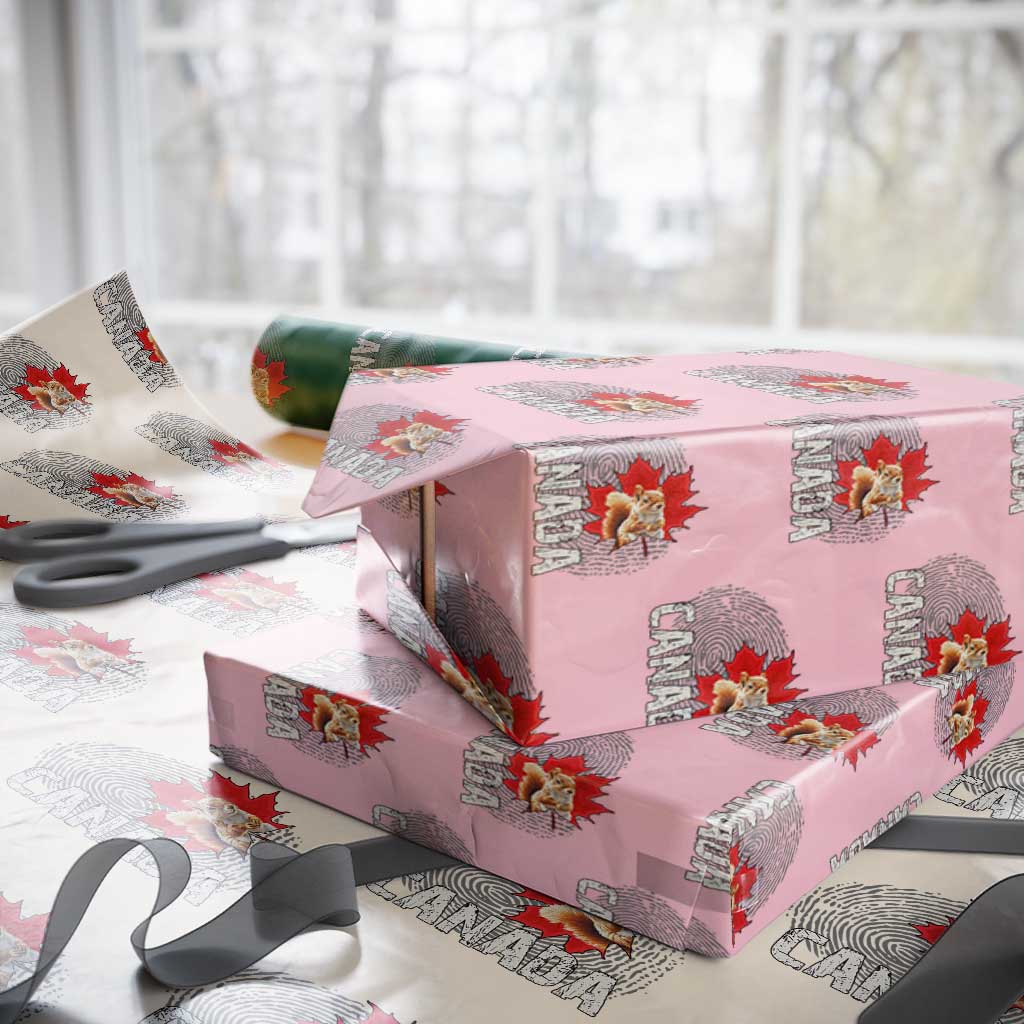 Canada Pride Wrapping Paper Roll Maple Leaf Squirrel Canadian Roots - Wonder Print Shop