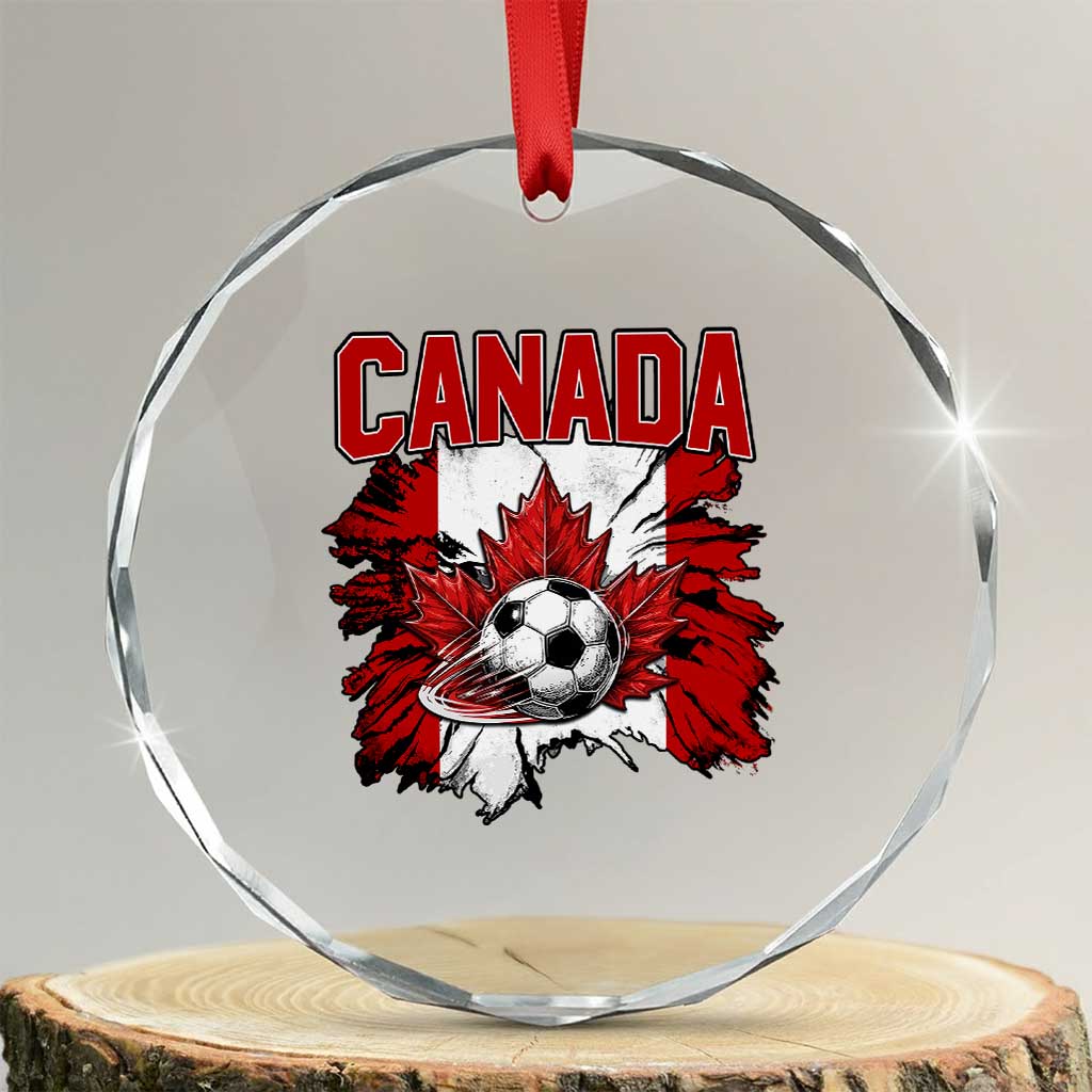Canada Soccer Fan Crystal Glass Ornament Canadian Football Game Day Suppoter