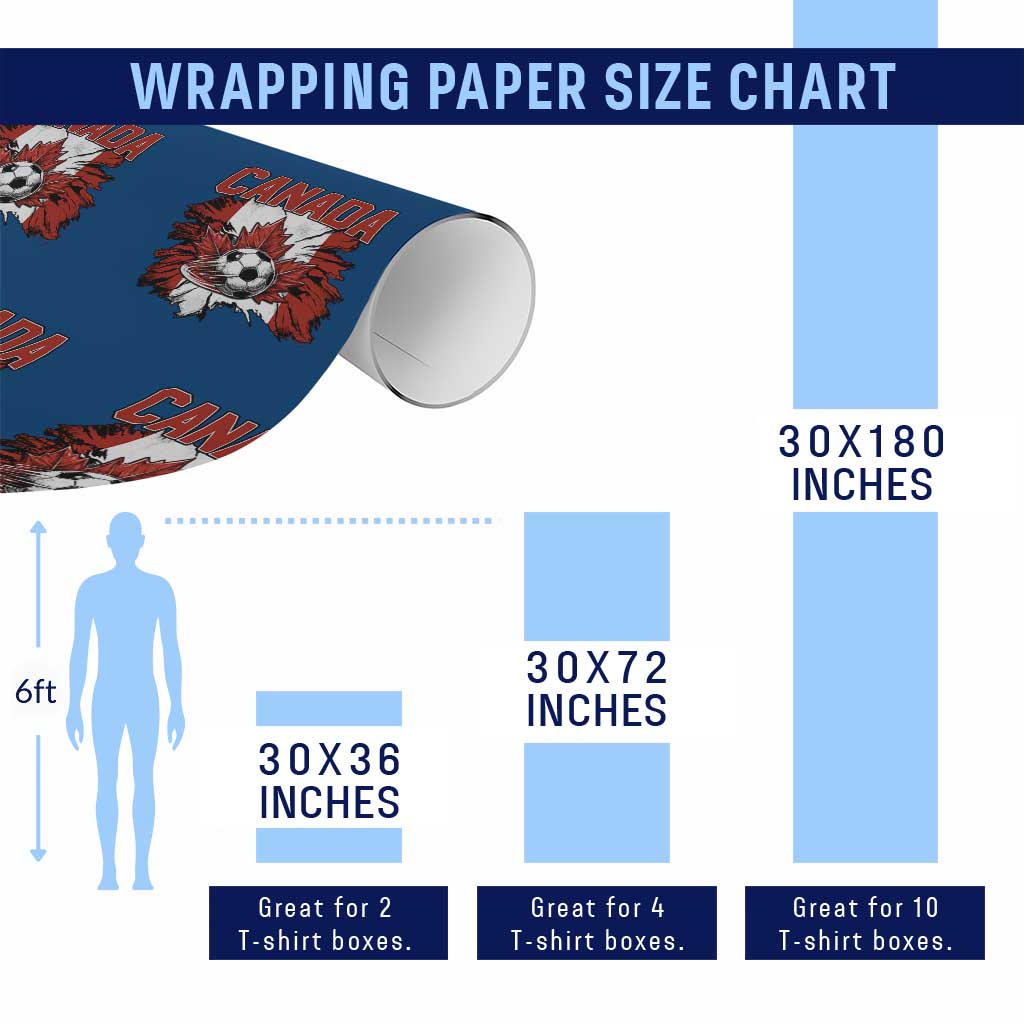 Canada Soccer Fan Wrapping Paper Roll Canadian Football Game Day Suppoter