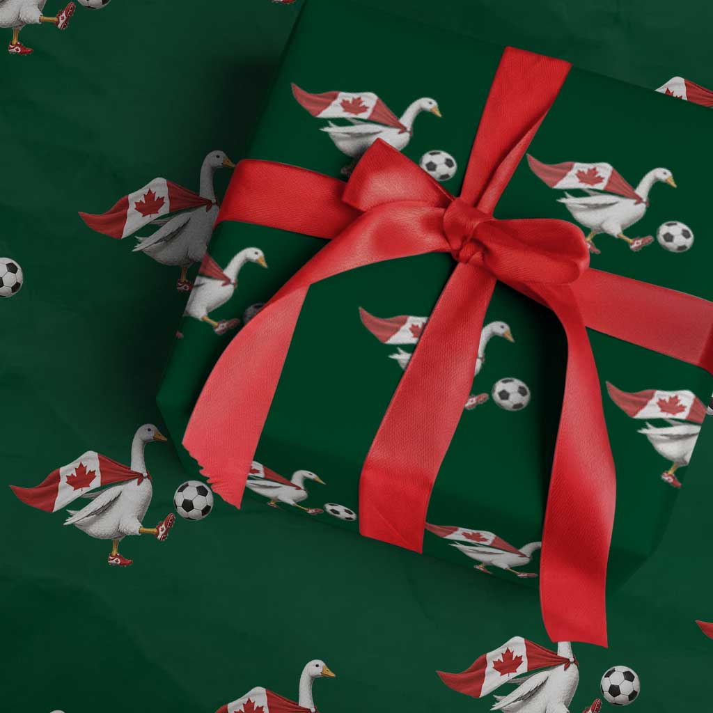 Canada Soccer Goose Wrapping Paper Roll Canadian Flag Patriotic Football Fan Graphic