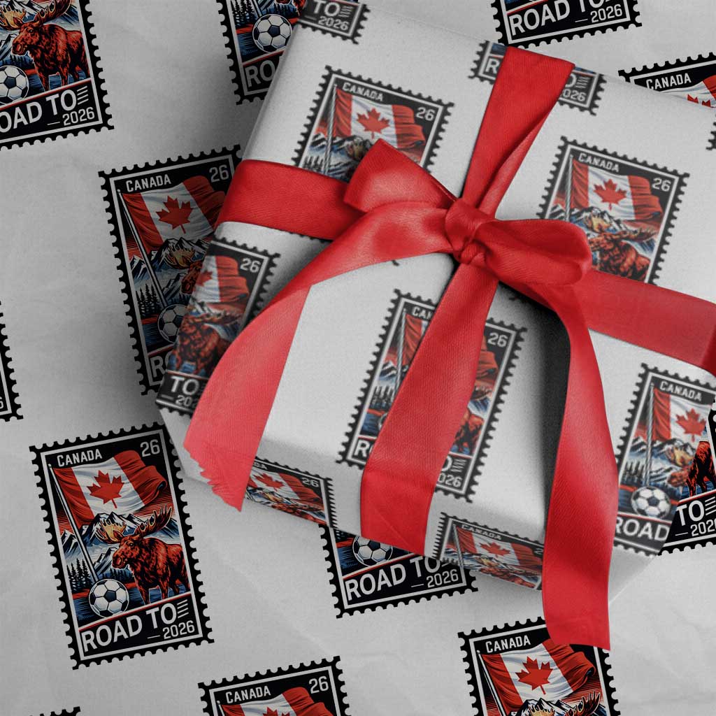 Canada Soccer Moose Wrapping Paper Roll Vintage Postal Stamp Road To 2026