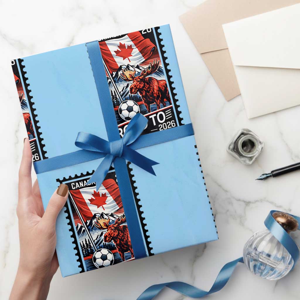 Canada Soccer Moose Wrapping Paper Roll Vintage Postal Stamp Road To 2026