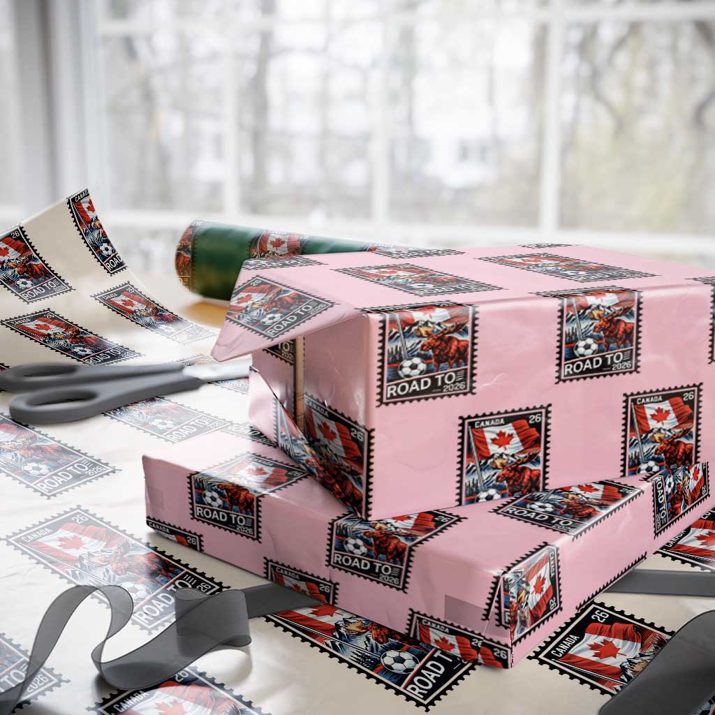 Canada Soccer Moose Wrapping Paper Roll Vintage Postal Stamp Road To 2026