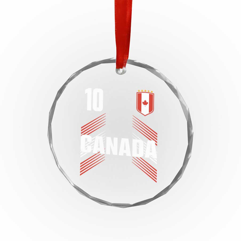 Canada Soccer Sports Graphic Number 10 Jersey Style Crystal Glass Ornament Proud Canadian Football Fans Game Day Pride