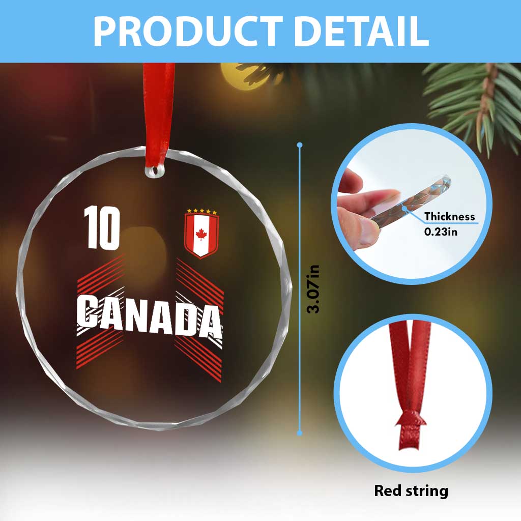 Canada Soccer Sports Graphic Number 10 Jersey Style Crystal Glass Ornament Proud Canadian Football Fans Game Day Pride