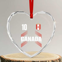 Canada Soccer Sports Graphic Number 10 Jersey Style Heart Crystal Glass Ornament Proud Canadian Football Fans Game Day Pride
