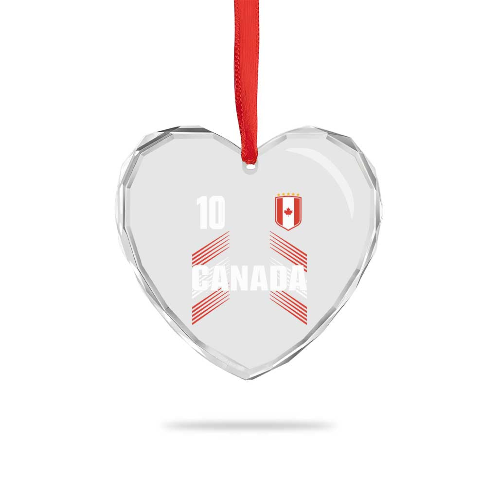 Canada Soccer Sports Graphic Number 10 Jersey Style Heart Crystal Glass Ornament Proud Canadian Football Fans Game Day Pride
