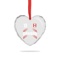 Canada Soccer Sports Graphic Number 10 Jersey Style Heart Crystal Glass Ornament Proud Canadian Football Fans Game Day Pride