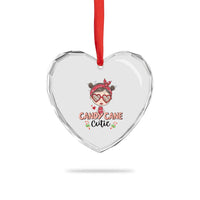 Candy Cane Cutie Xmas Cute Girl Kid Messy Bun Heart Crystal Glass Ornament - Wonder Print Shop