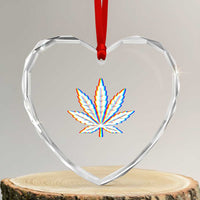Cannabis Leaf Glitch Effect Graphic Heart Crystal Glass Ornament Retro RGB Distortion Weed and Stoner Lifestyle