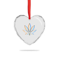 Cannabis Leaf Glitch Effect Graphic Heart Crystal Glass Ornament Retro RGB Distortion Weed and Stoner Lifestyle